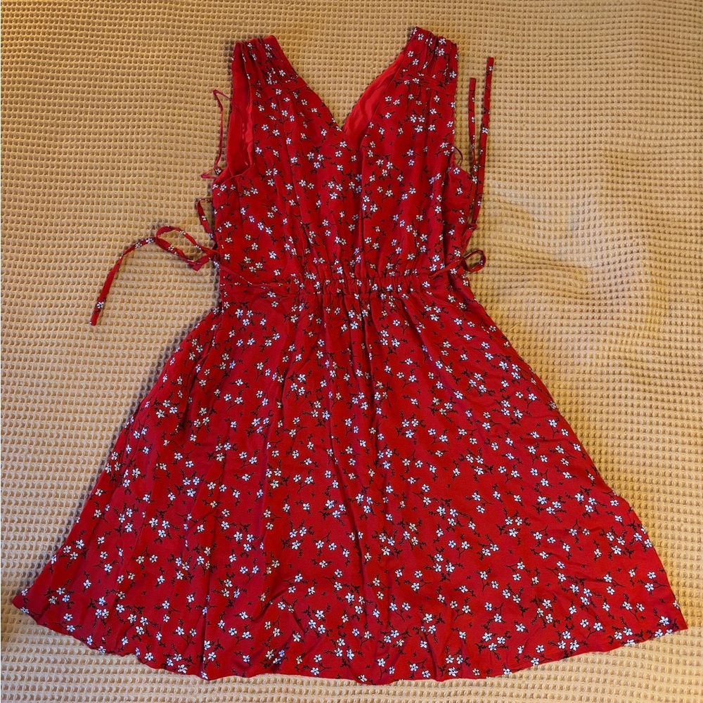EUC Mercer & Madison Floral Sleeveless A-Line Red Mini Dress | Women’s 12 - Picture 2 of 14
